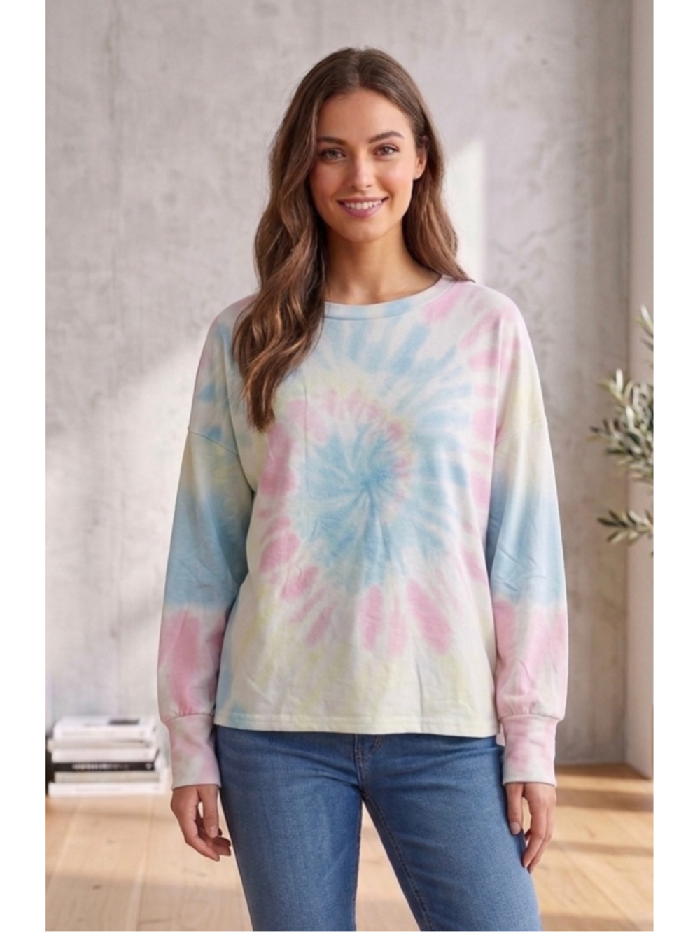 A Girl Thing Tie Dye Soft Comfy Oversized shirt womens medium long sleeve NEW